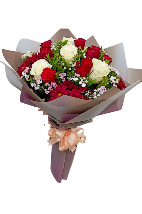 Bukette Kırmızı Beyaz Güller