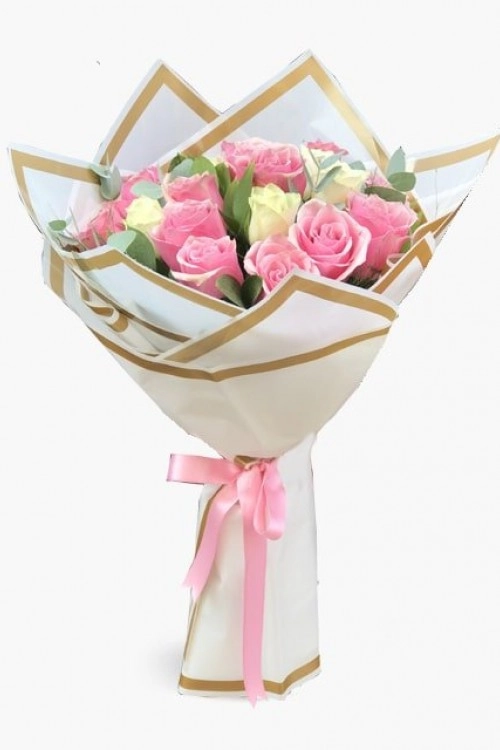 Pembe ve Beyaz Gül Buketi