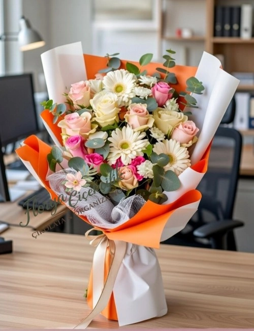 Pastel Tonlarda Gül & Gerbera Buketi | Zarif ve Romantik