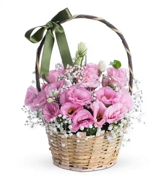 Zarafetin Simgesi Pembe Lisianthus Sepet Aranjmanı