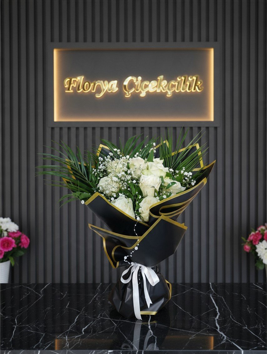 Asaletin Simgesi Beyaz Gül Buketi