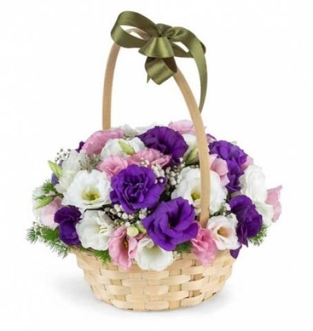 Zarafet Sepeti Mor & Pembe Lisianthus Aranjmanı