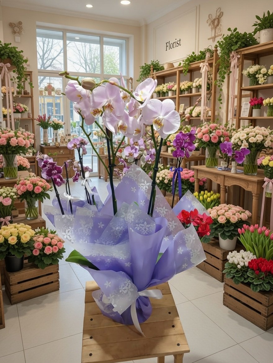 Lila Zarafet: Özel Tasarım Çok Dallı Phalaenopsis Yerli