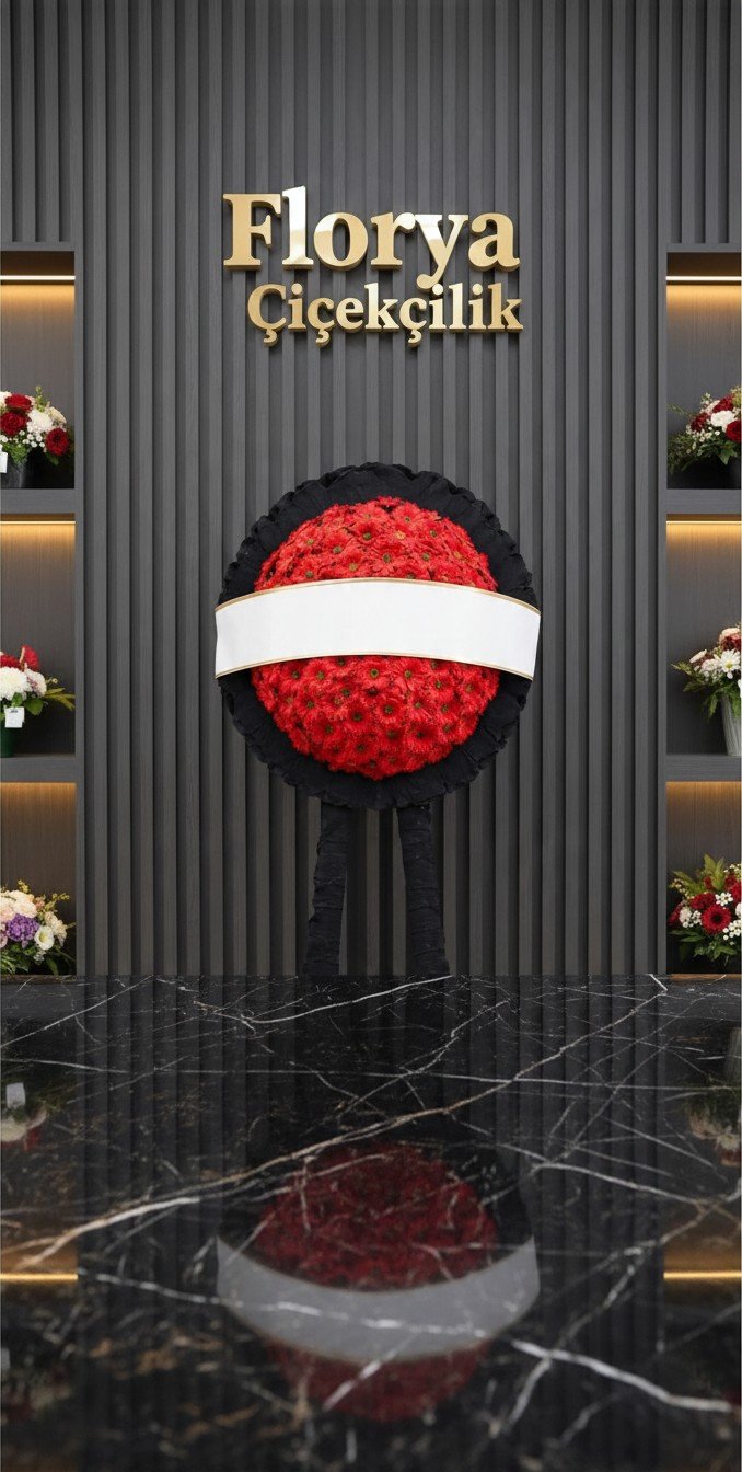 Saygı ve Veda Kırmızı Gerbera Cenaze Çelengi
