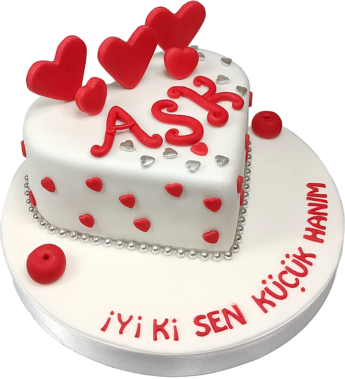 Aşk Temalı Kalp Tasarım Pasta - İyi Ki Sen Küçük Hanım