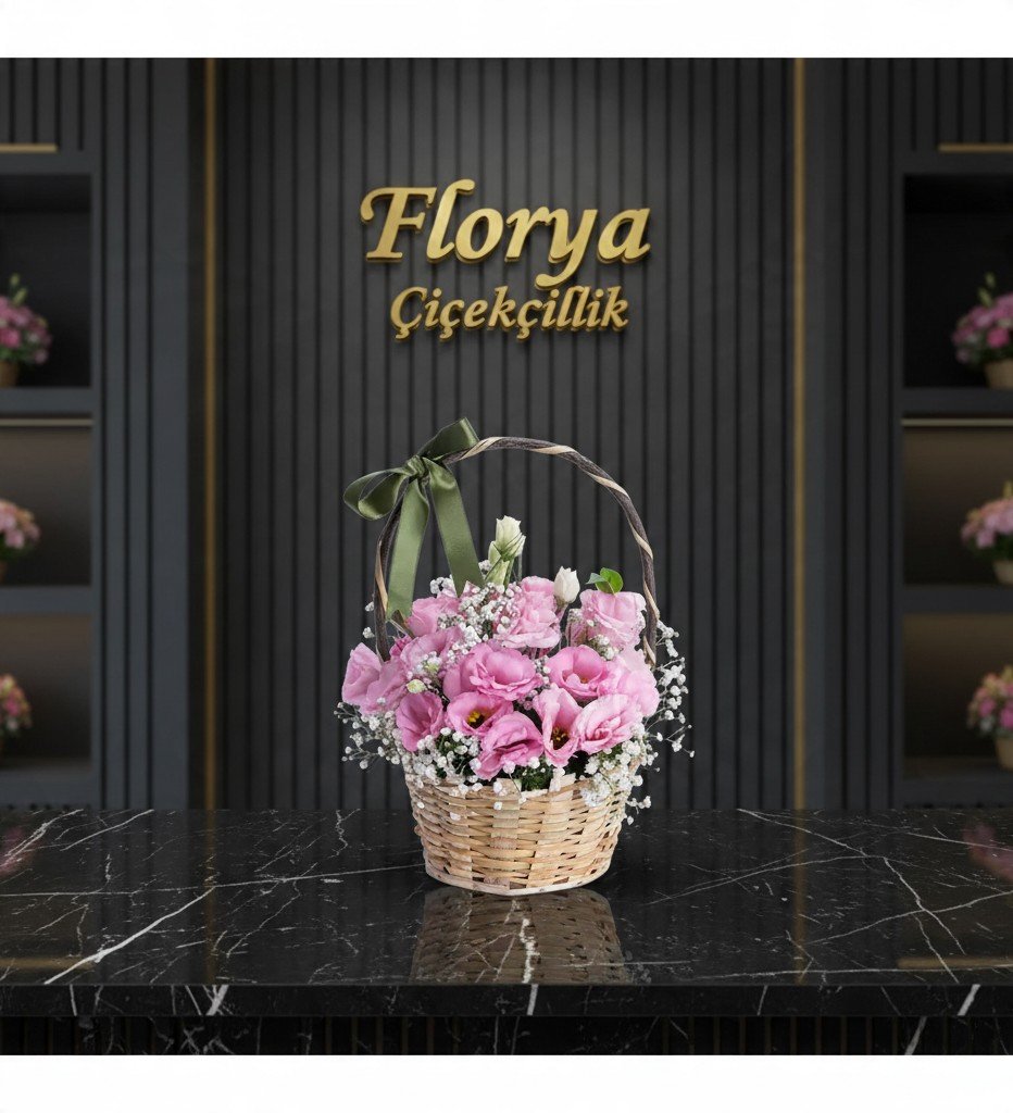 Zarafetin Simgesi Pembe Lisianthus Sepet Aranjmanı